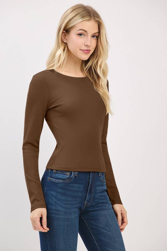 Cocoa Ribbed L/S Top