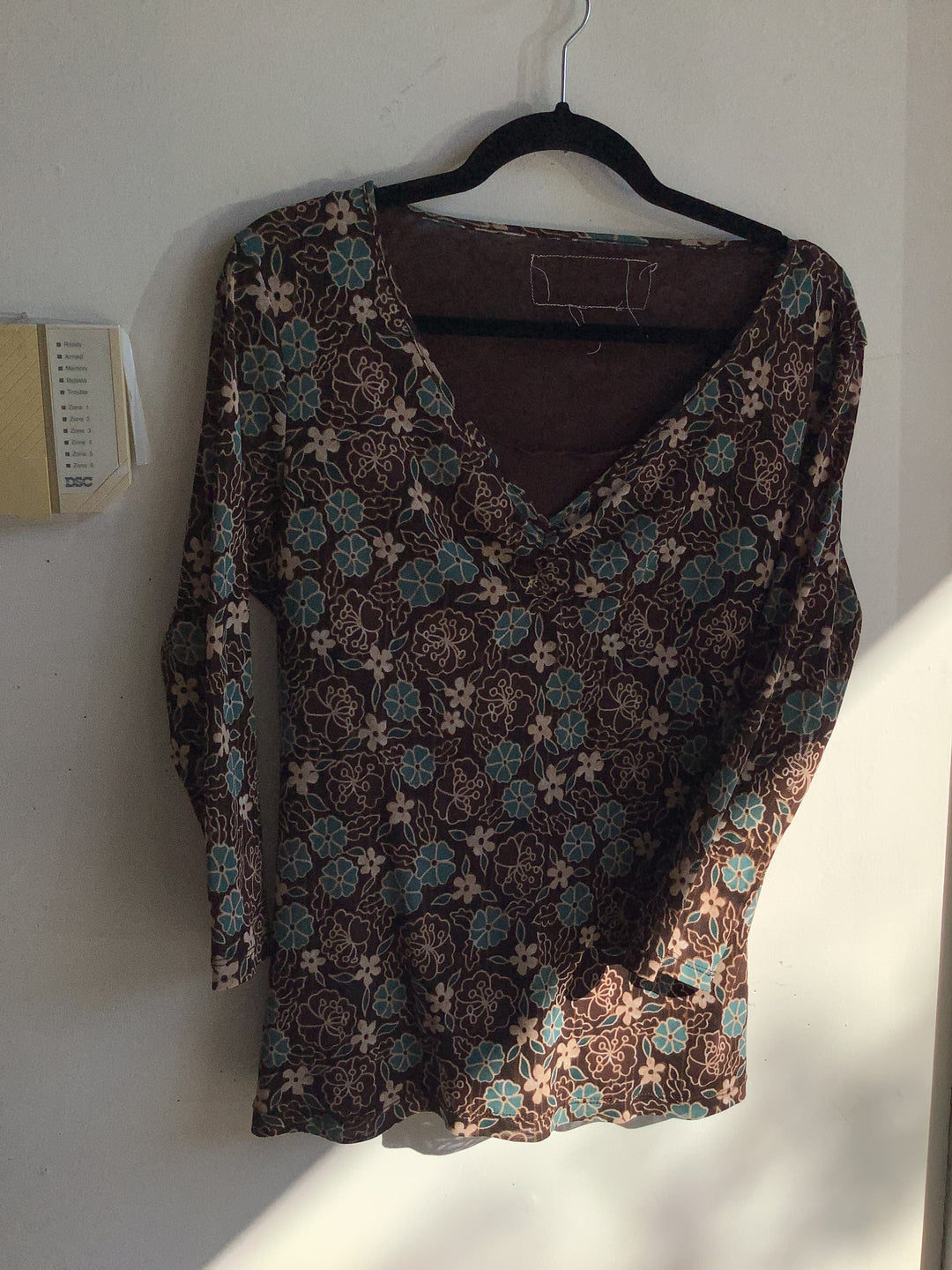 Brown and Teal Longsleeve Top