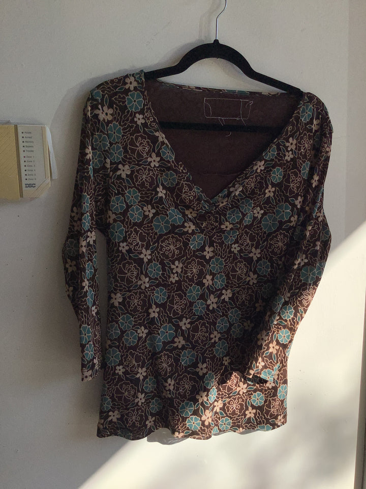 Brown and Teal Longsleeve Top