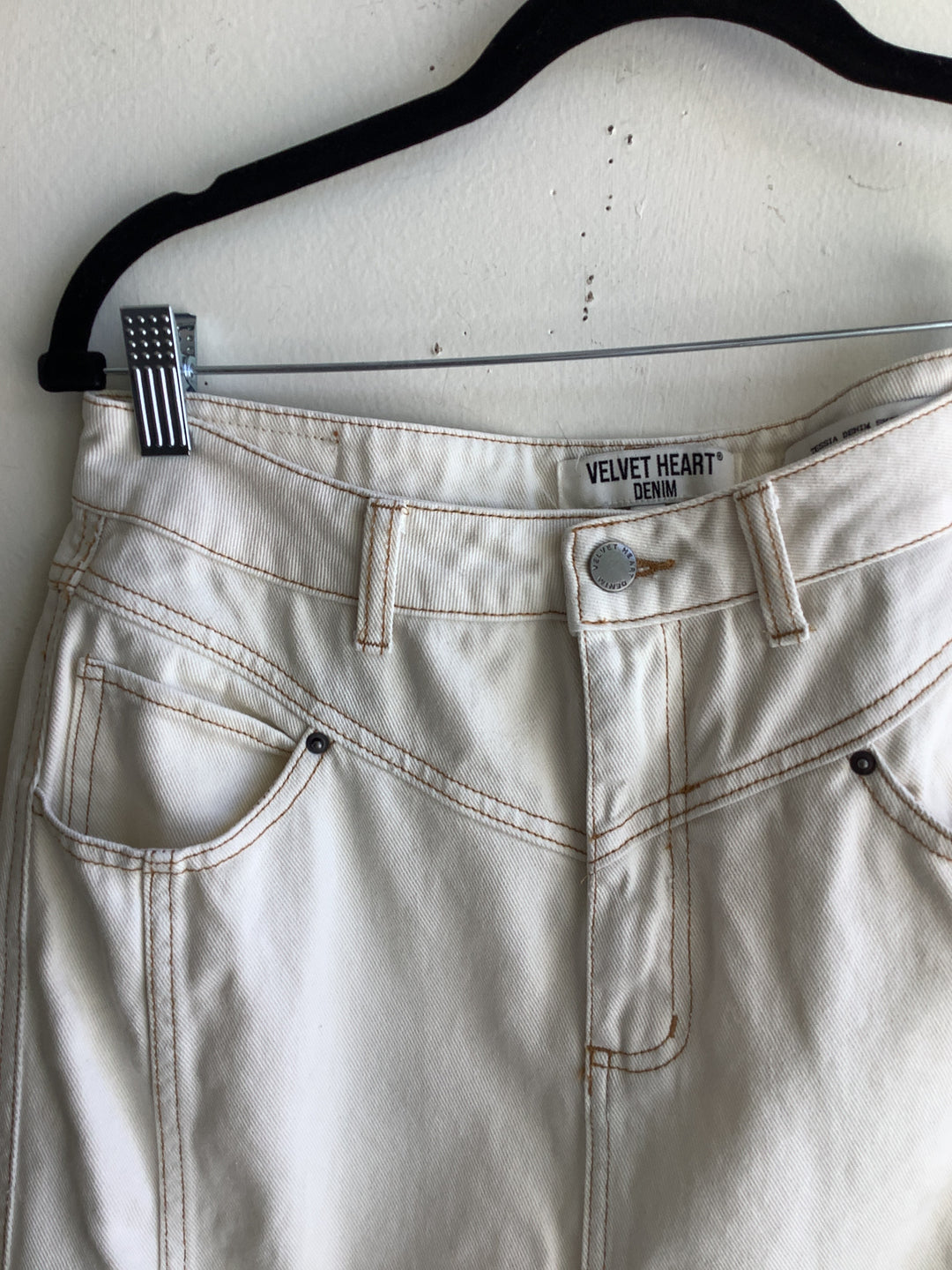 Velvet Heart Cream Denim Skirt