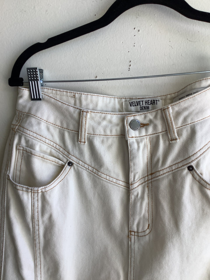 Velvet Heart Cream Denim Skirt