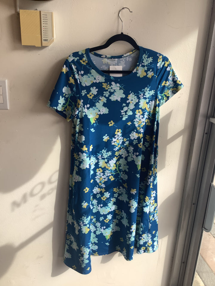 Blue Floral Swing Dress