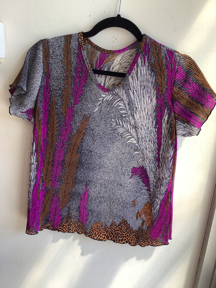 Vintage Feather Print Top