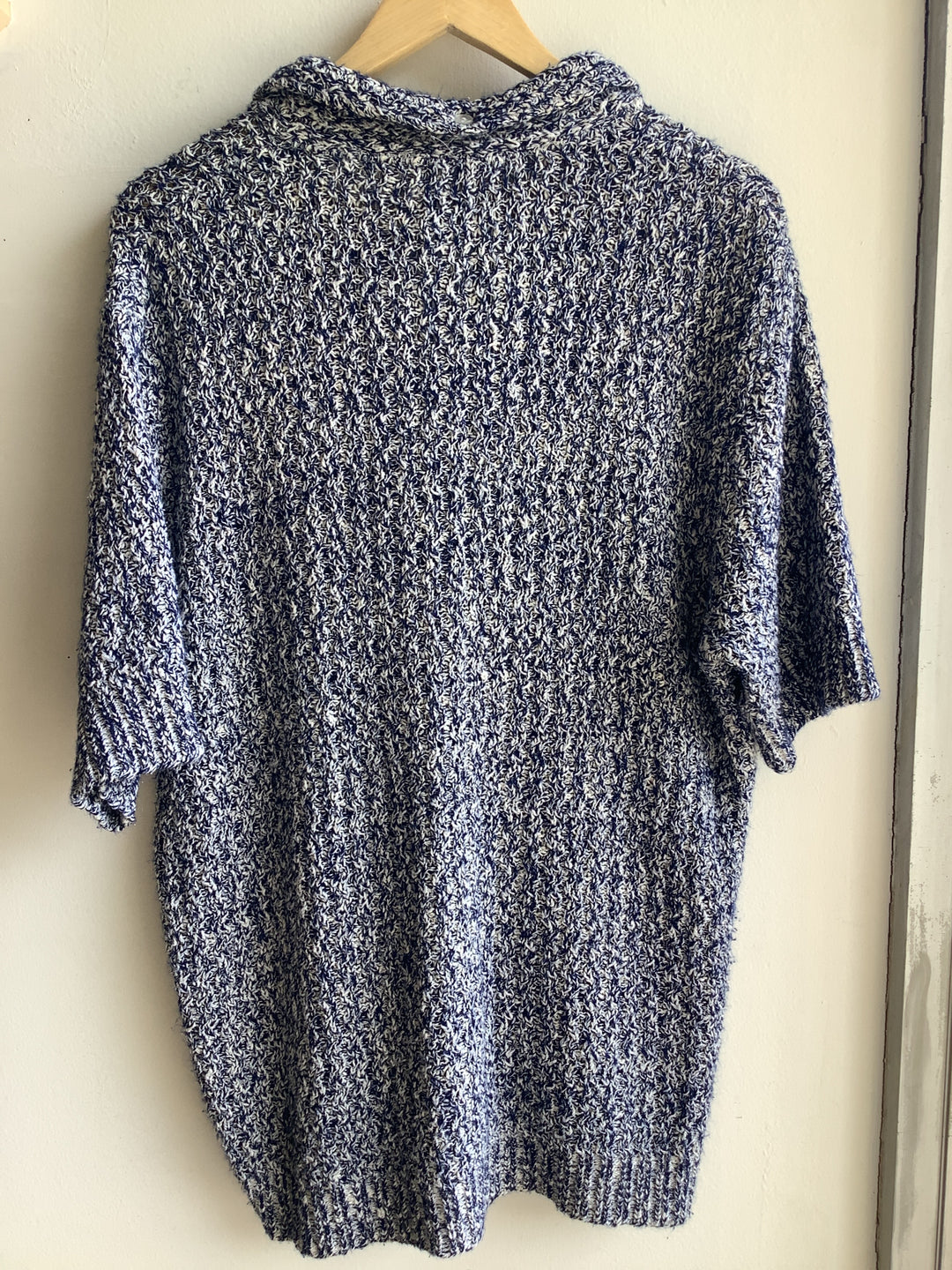 Vintage textured Knit Polo shirt sleeve sweater