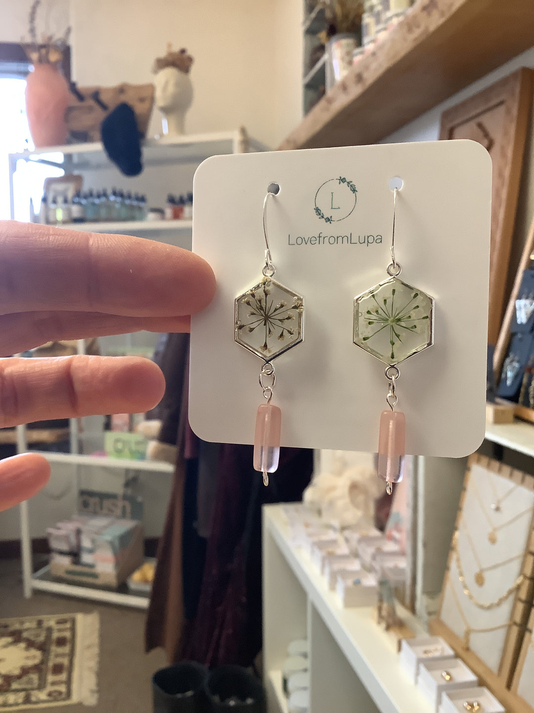 Wildflower Hexagon Resin Earrings- Love From Lupa