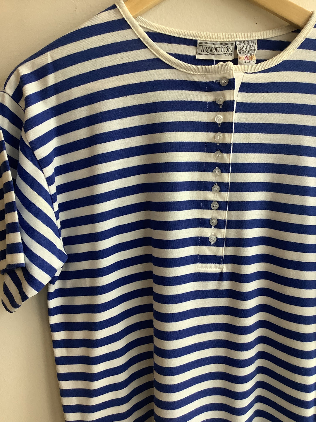 Vintage 90s Sears Tradition Breton Henley Tee