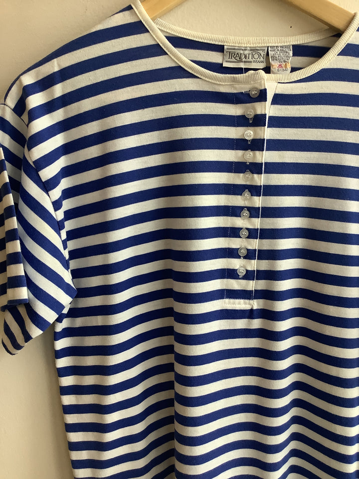 Vintage 90s Sears Tradition Breton Henley Tee