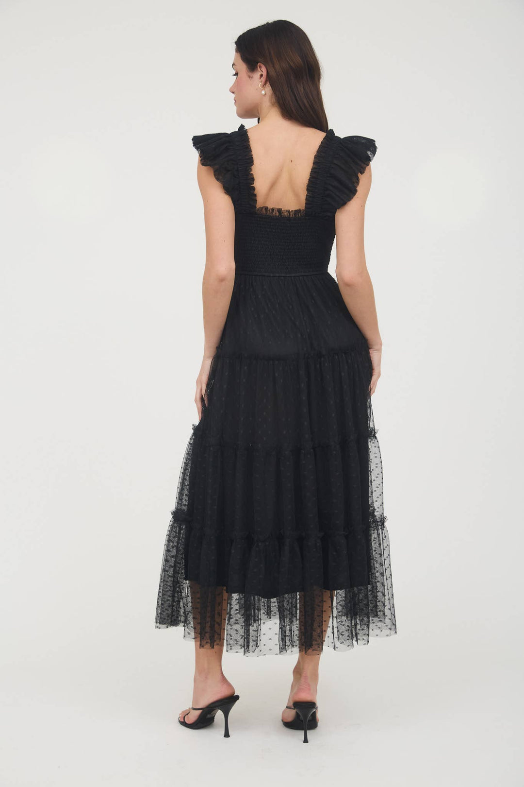 Polka Dot Chiffon Tiered Dress | Sage