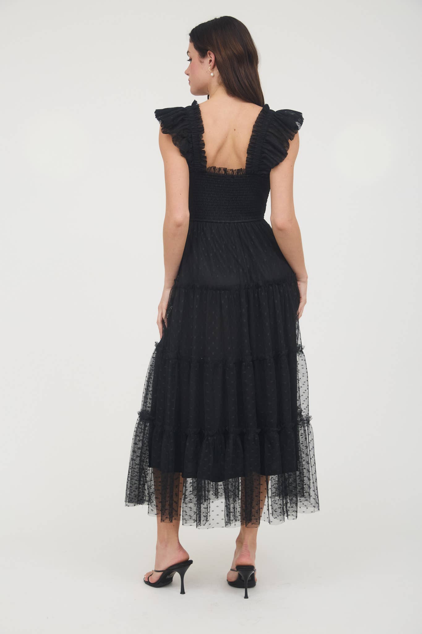 Polka Dot Chiffon Tiered Dress | Sage