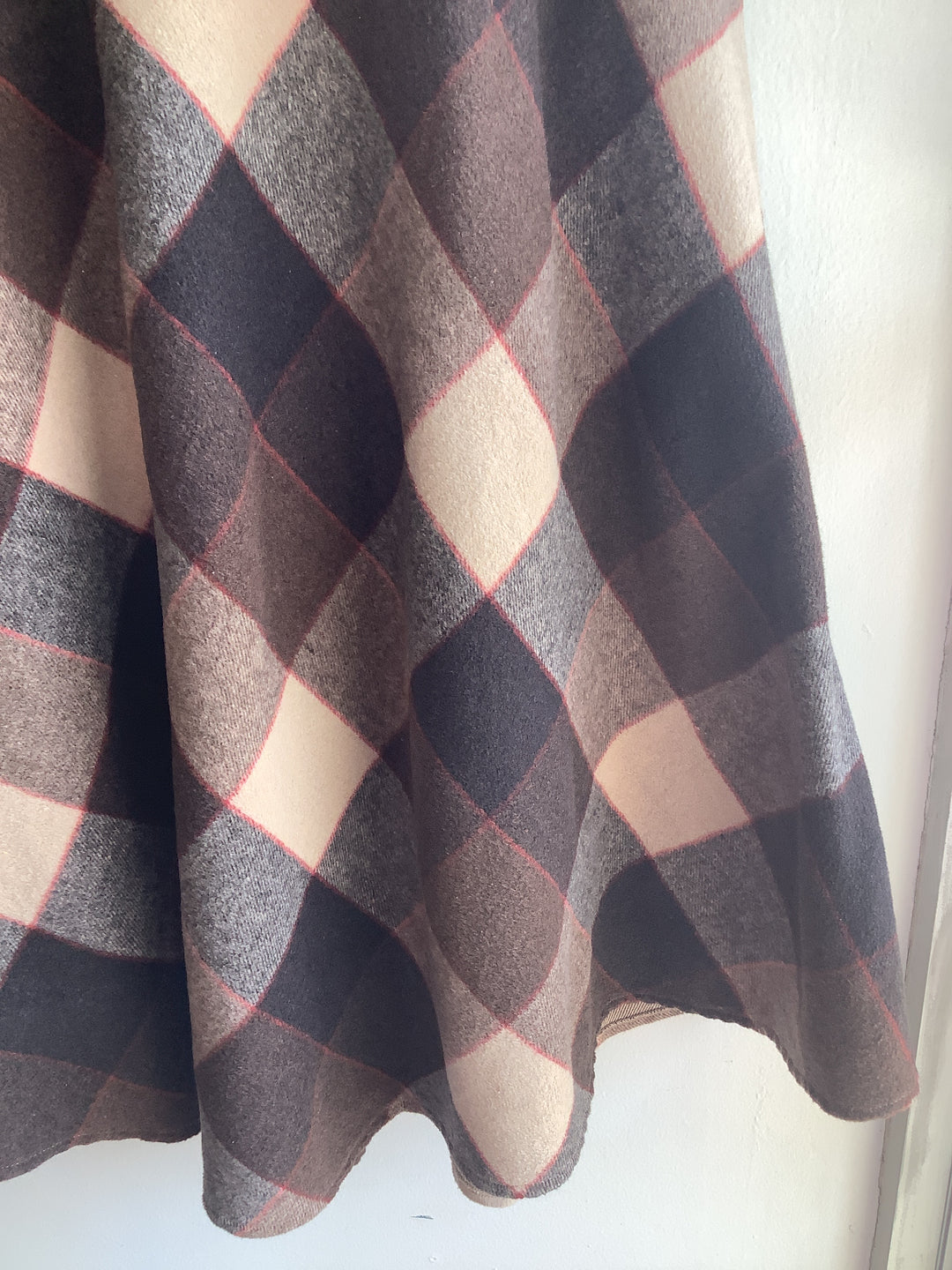 Vintage Plaid Wool Blend Midi Skirt