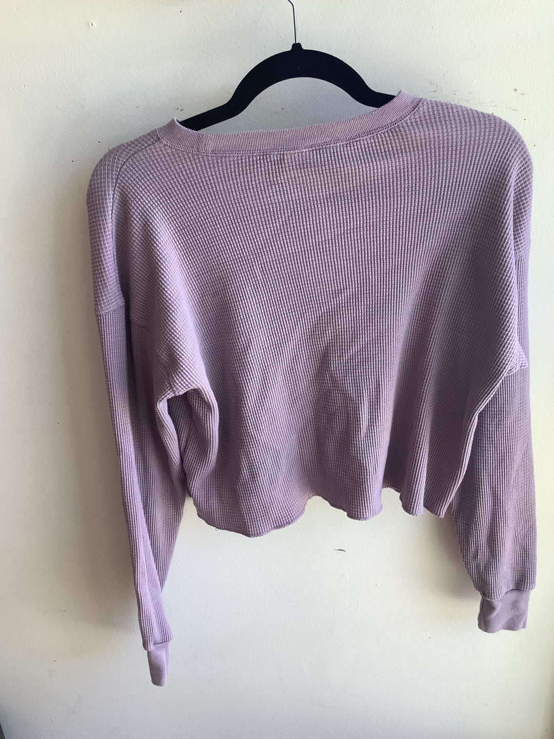 Dusty Lavender Waffle Knit Crop Pullover
