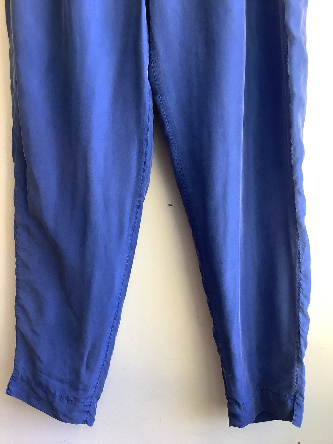 Vintage 1980s Royal Blue Silk Pants | Size Large