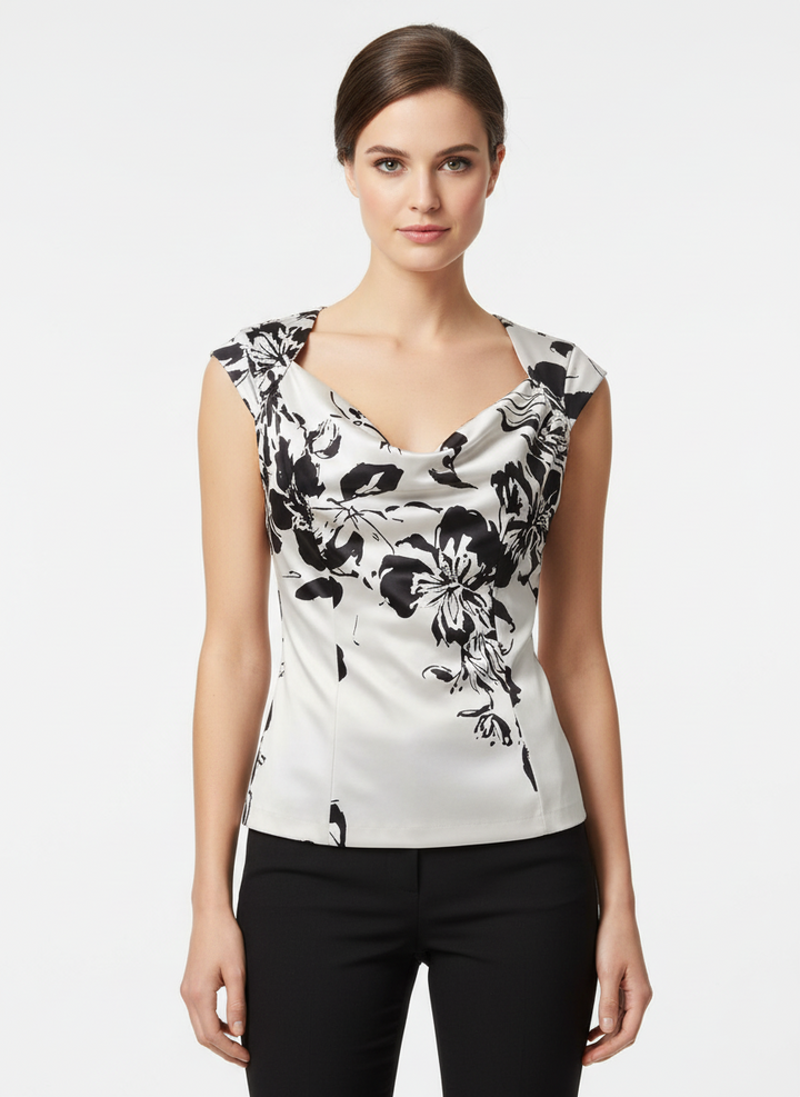 Vintage Noir Floral Satin Top