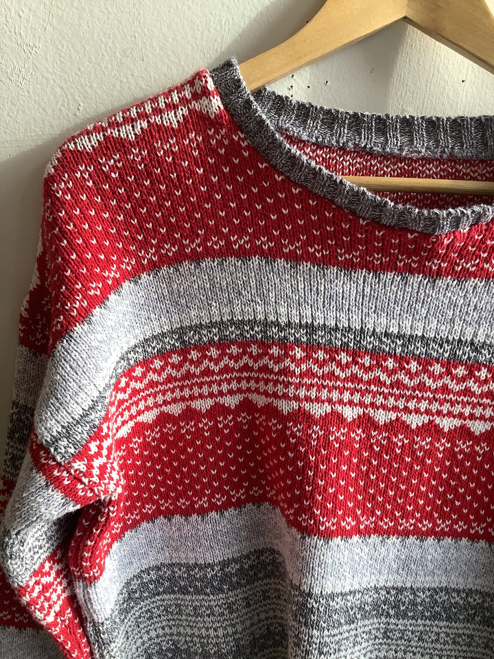 Red + Grey Knit Sweater