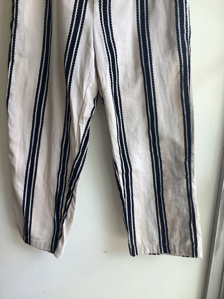 Linen Blend Stripe Cropped Pant