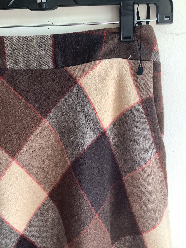 Vintage Plaid Wool Blend Midi Skirt
