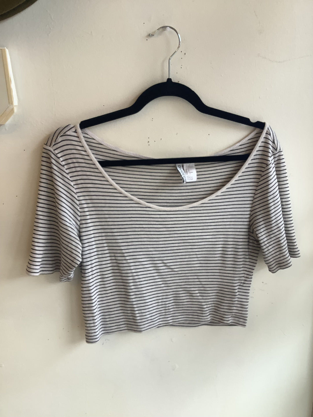 H&M Striped Ribbed Crop Tee