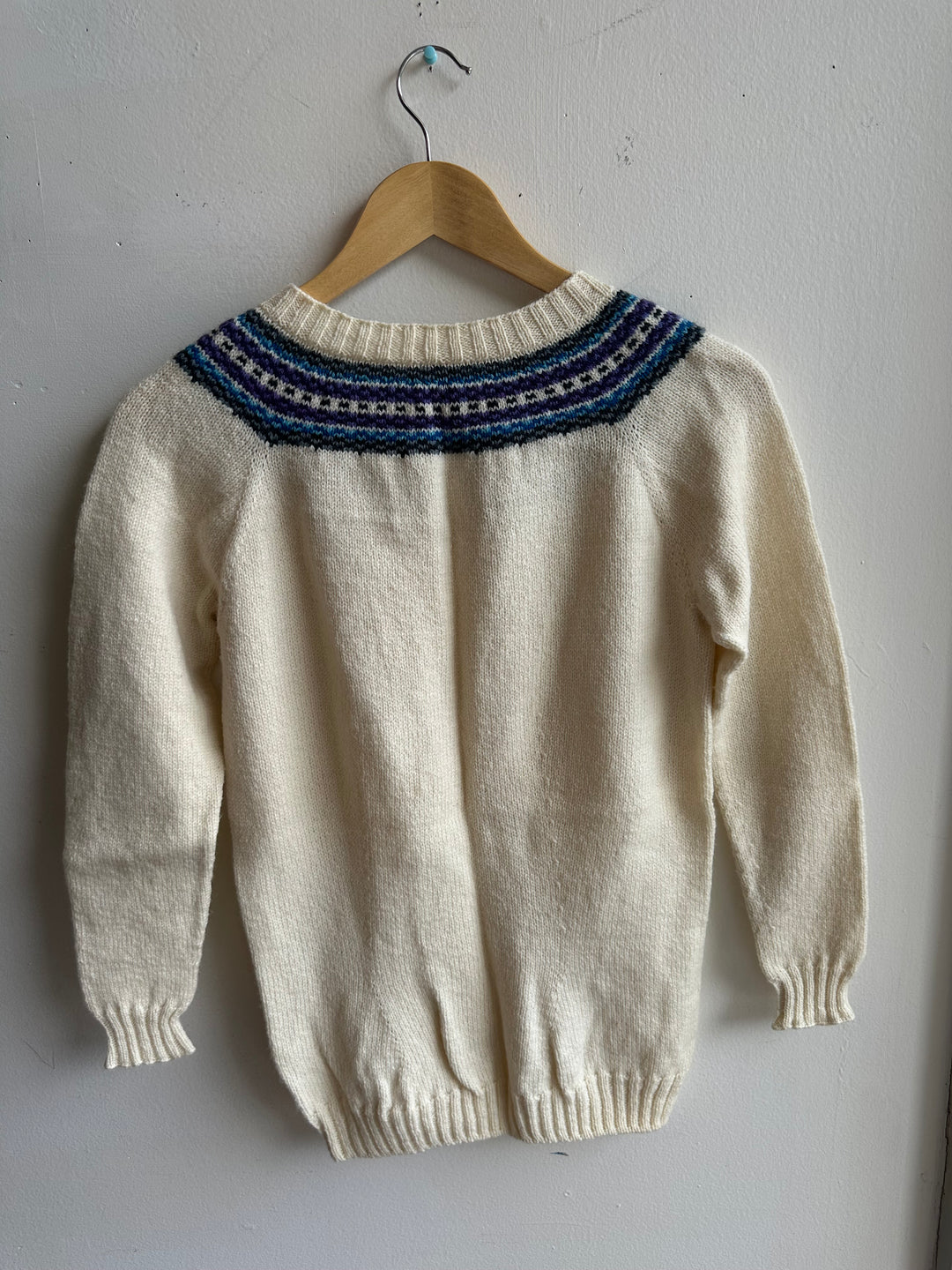 Debbie Svensson Hand Knit Merino Wool Fair Isle Cardigan