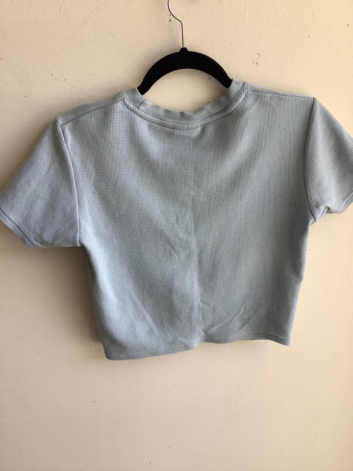 Agenda Sky Blue Orgnaic Waffle Crop Tee