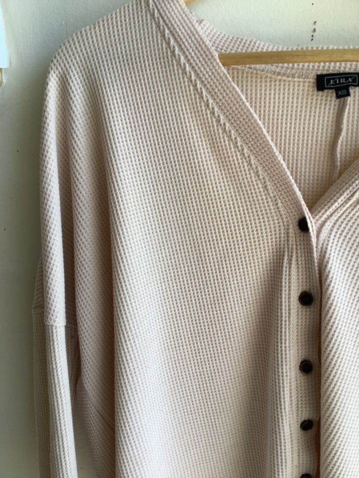 Oatmeal Waffle Knit Button Cardigan