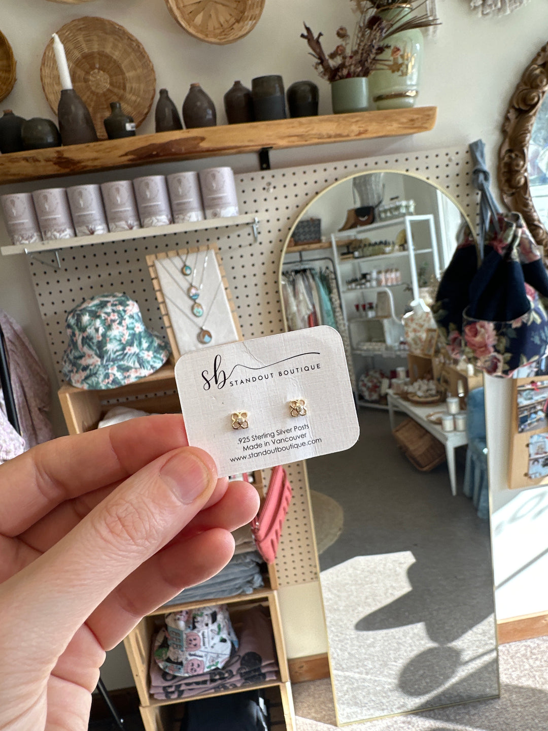 Standout Boutique Gold Flower with Crystals Studs