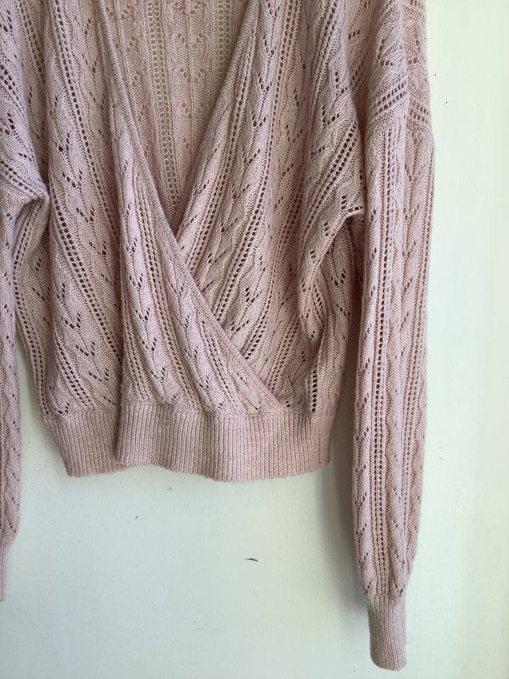 RW&CO Soft Blush Pink Wrap Sweater