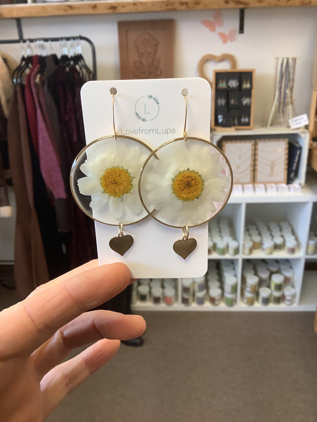 Daisy Resin Circle Earrings- Love From Lupa