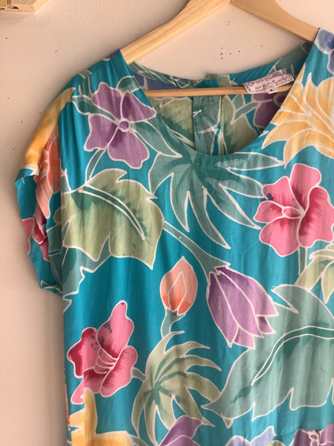 Vintage Tropical Floral Midi Dress
