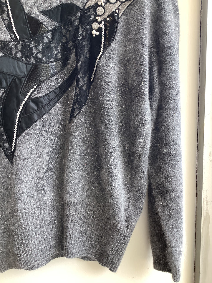 Vintage By Design Embellished Angora Silk Sweater