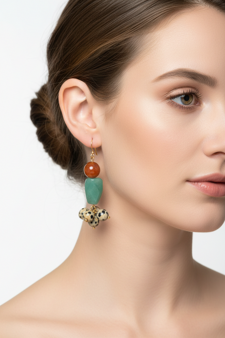 Standout Boutique Agate/ Aventurine/ Dalmatian/ Jasper Dangle Earrings