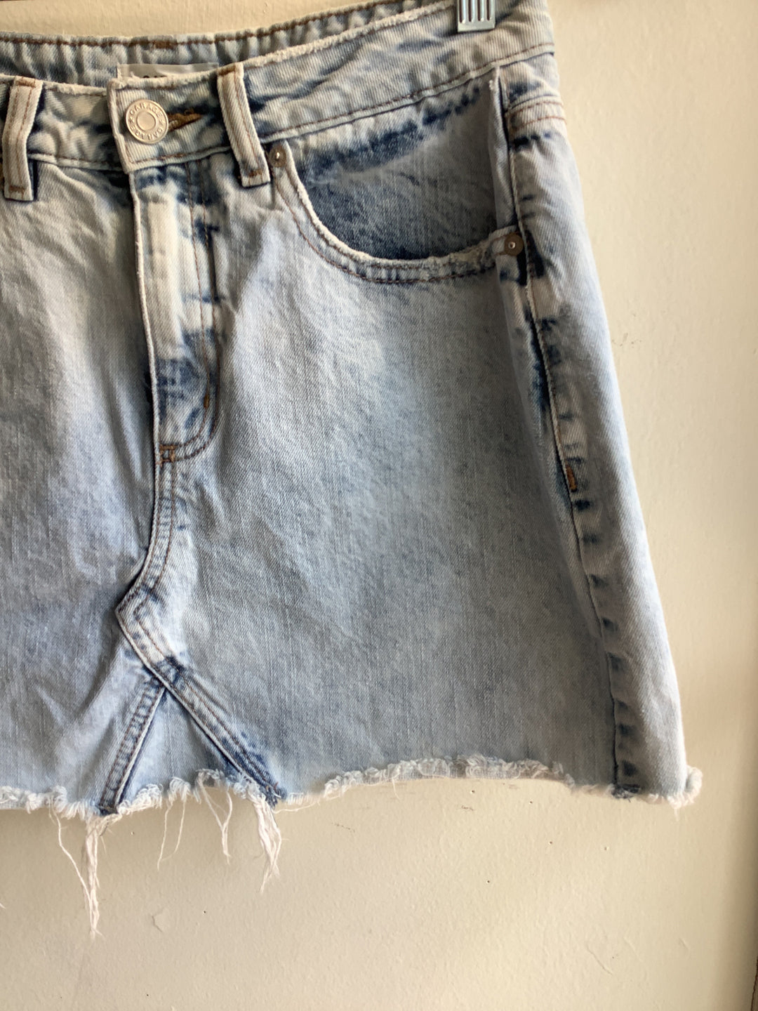 Distressed Denim Mini Skirt