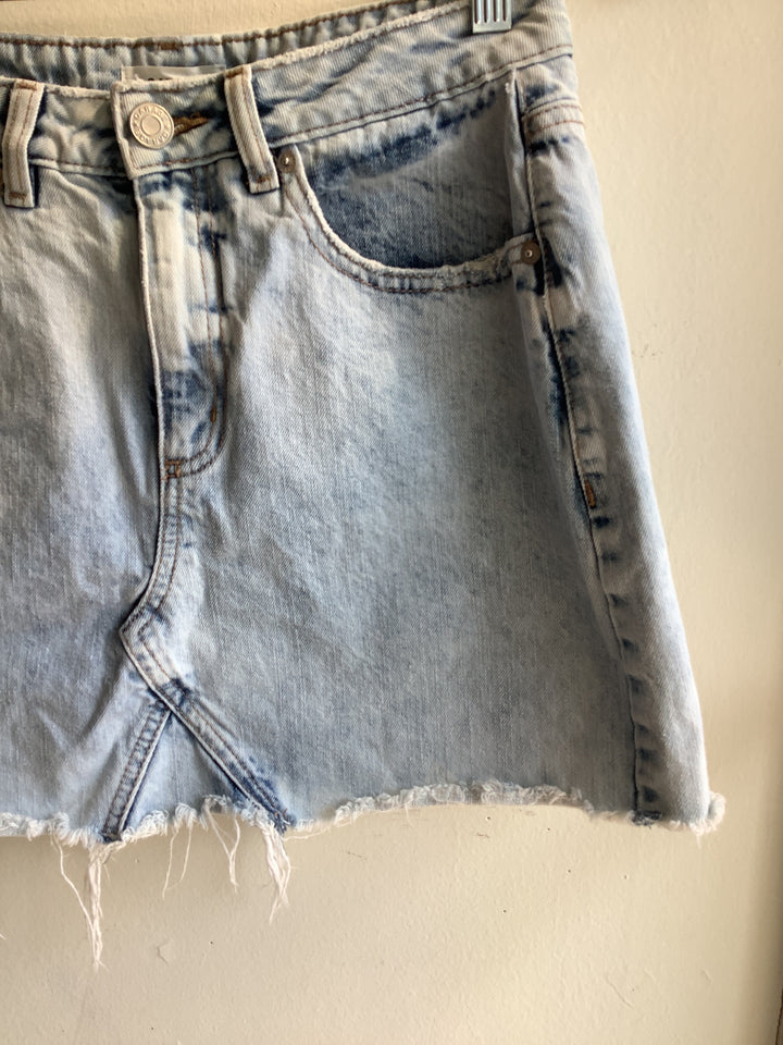 Distressed Denim Mini Skirt