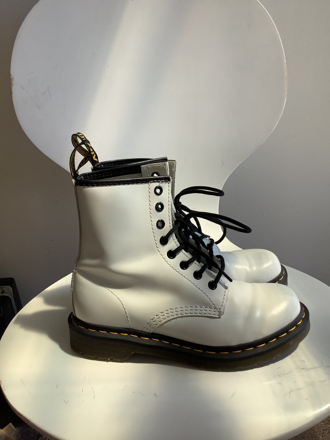 White Dr. Martens 8-Eye Combat Boots