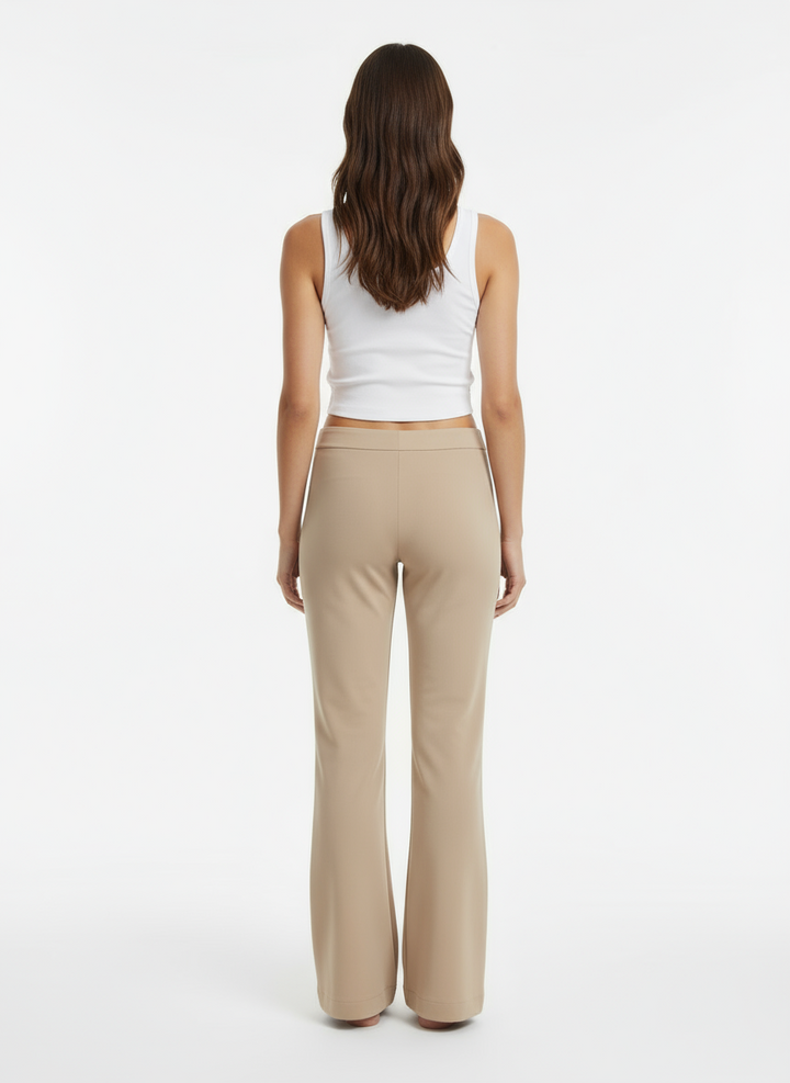 Y2K Sirens Low Rise Beige Split Pant