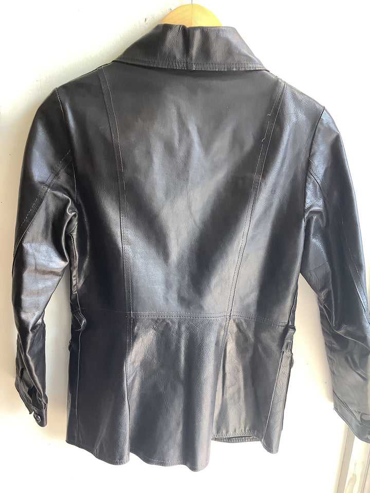 Vintage Black Leather Utility Jacket