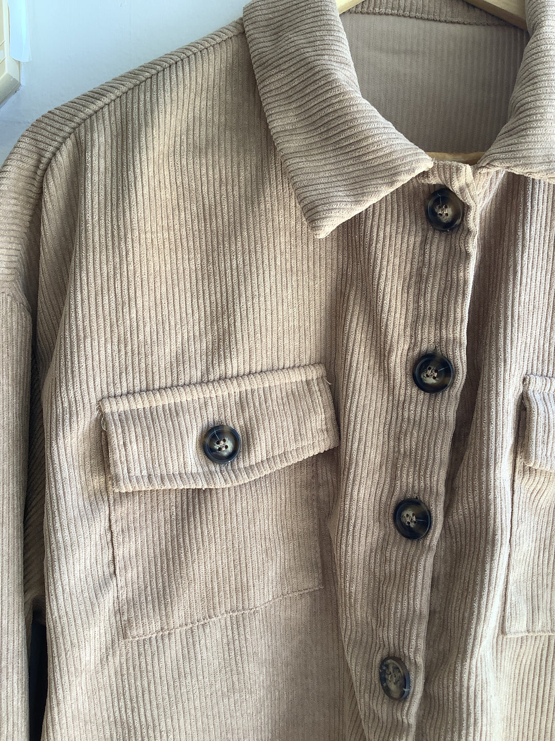Taupe Corduroy Button Up Shacket