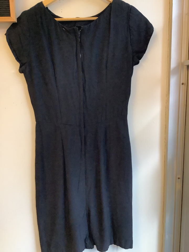 Vintage Sequin Waist Black Dress