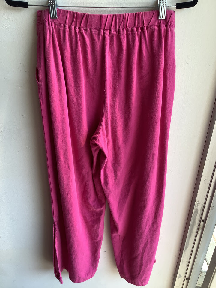 Hot Pink Linen Blend Pants