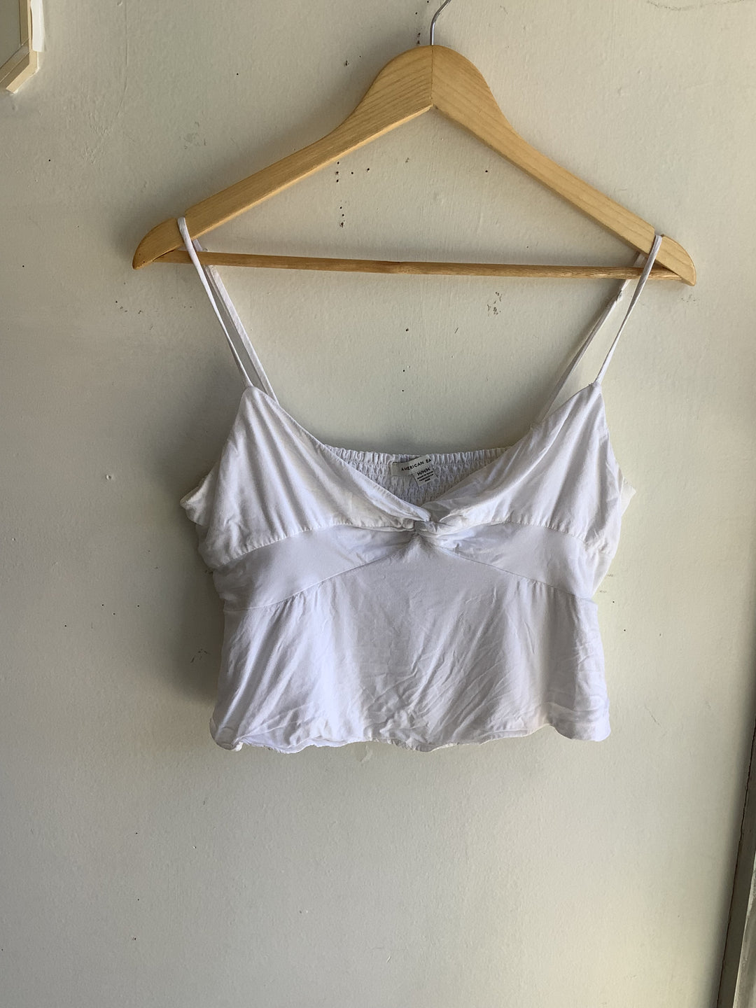 White Sweetheart Smocked Crop Tank - Ana