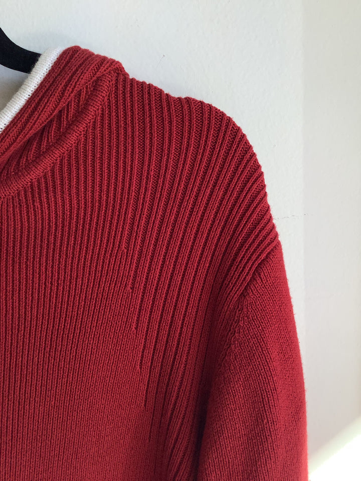 Red Cotton Zip Up Hoodie