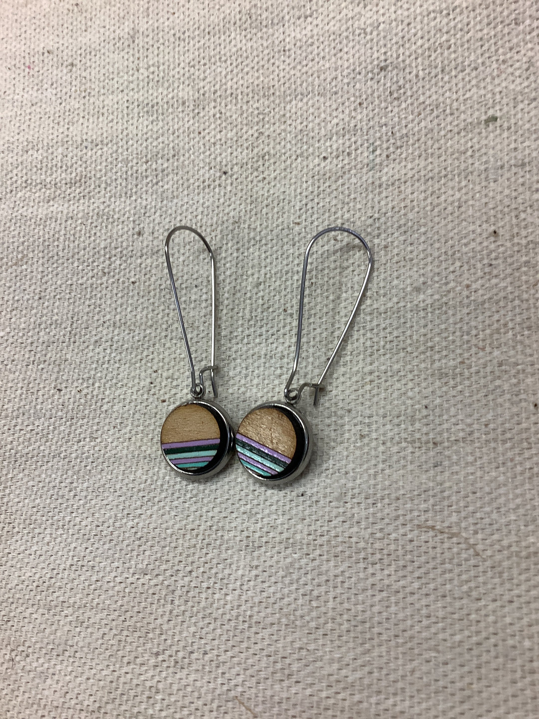 Sick Chick Dangle Striped Wooden Earrings