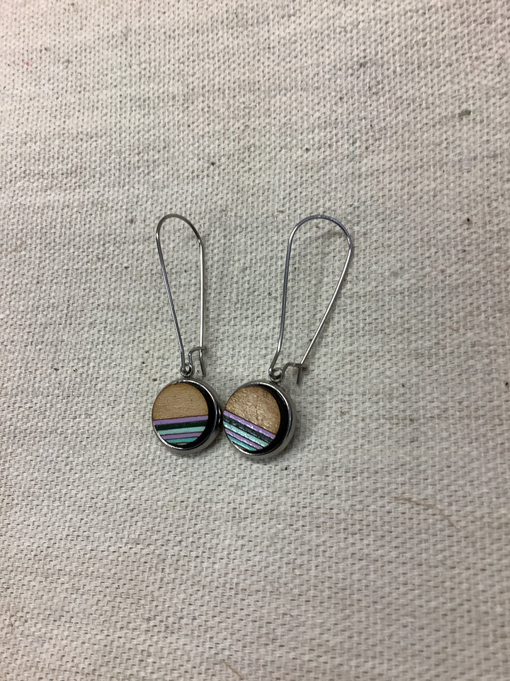 Sick Chick Dangle Striped Wooden Earrings