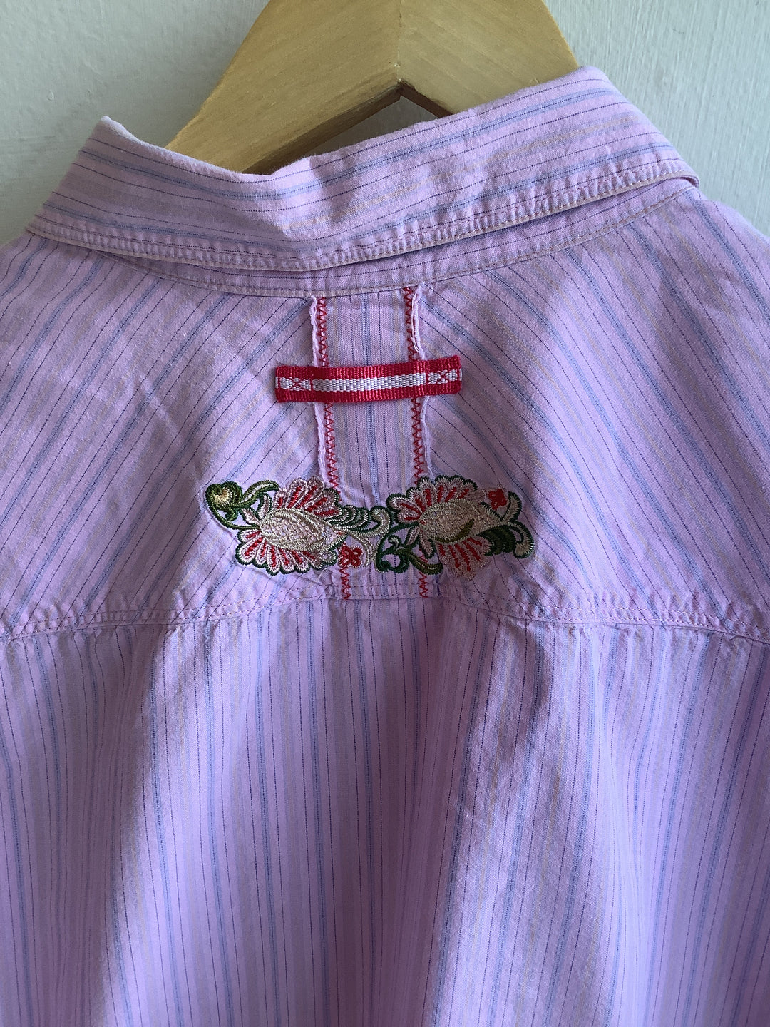 Embroidered Cabi Pink Stripe Blouse