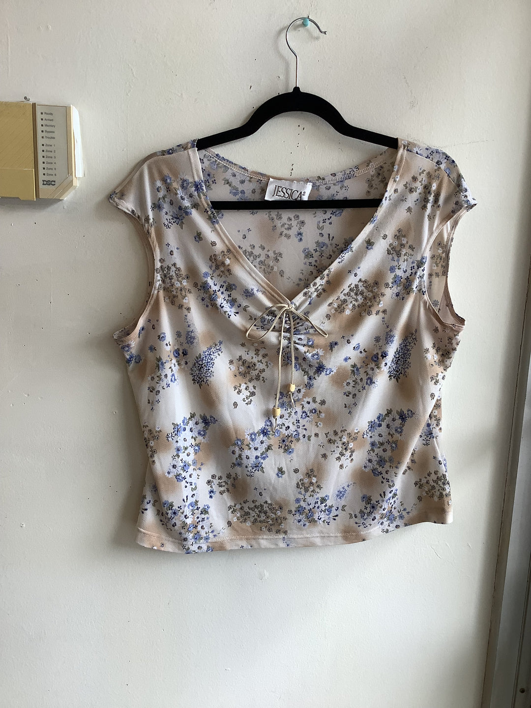 Jessica Blue Floral Tie Front Top