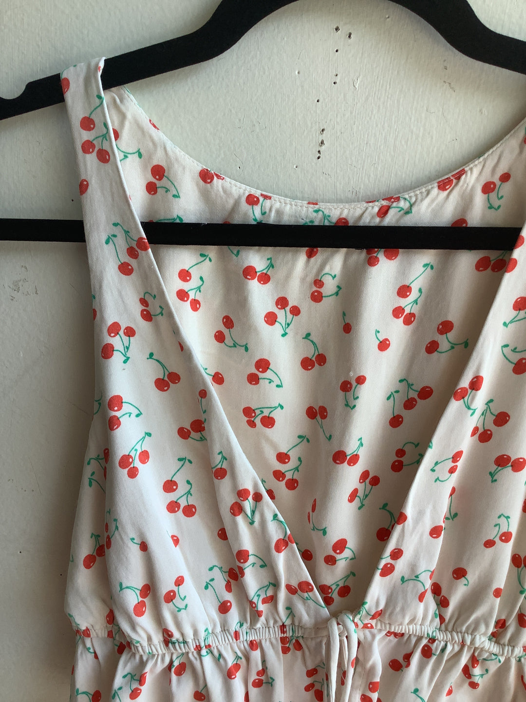 Cherry Print Drawstring Peplum Crop Top