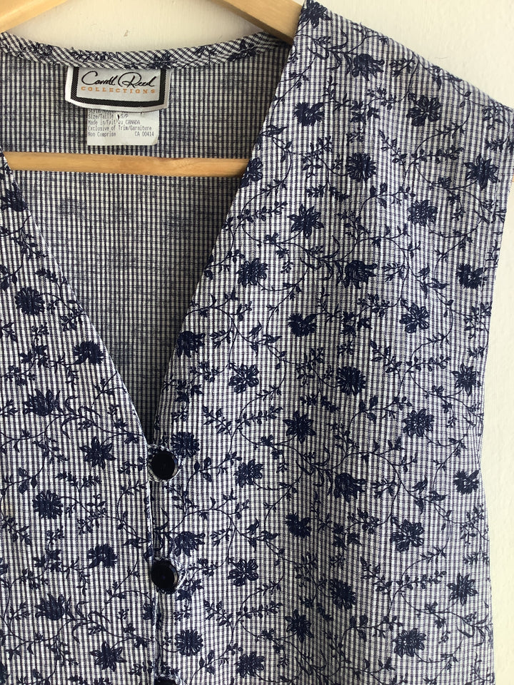 Vintage Midnight Meadow Button Up Vest