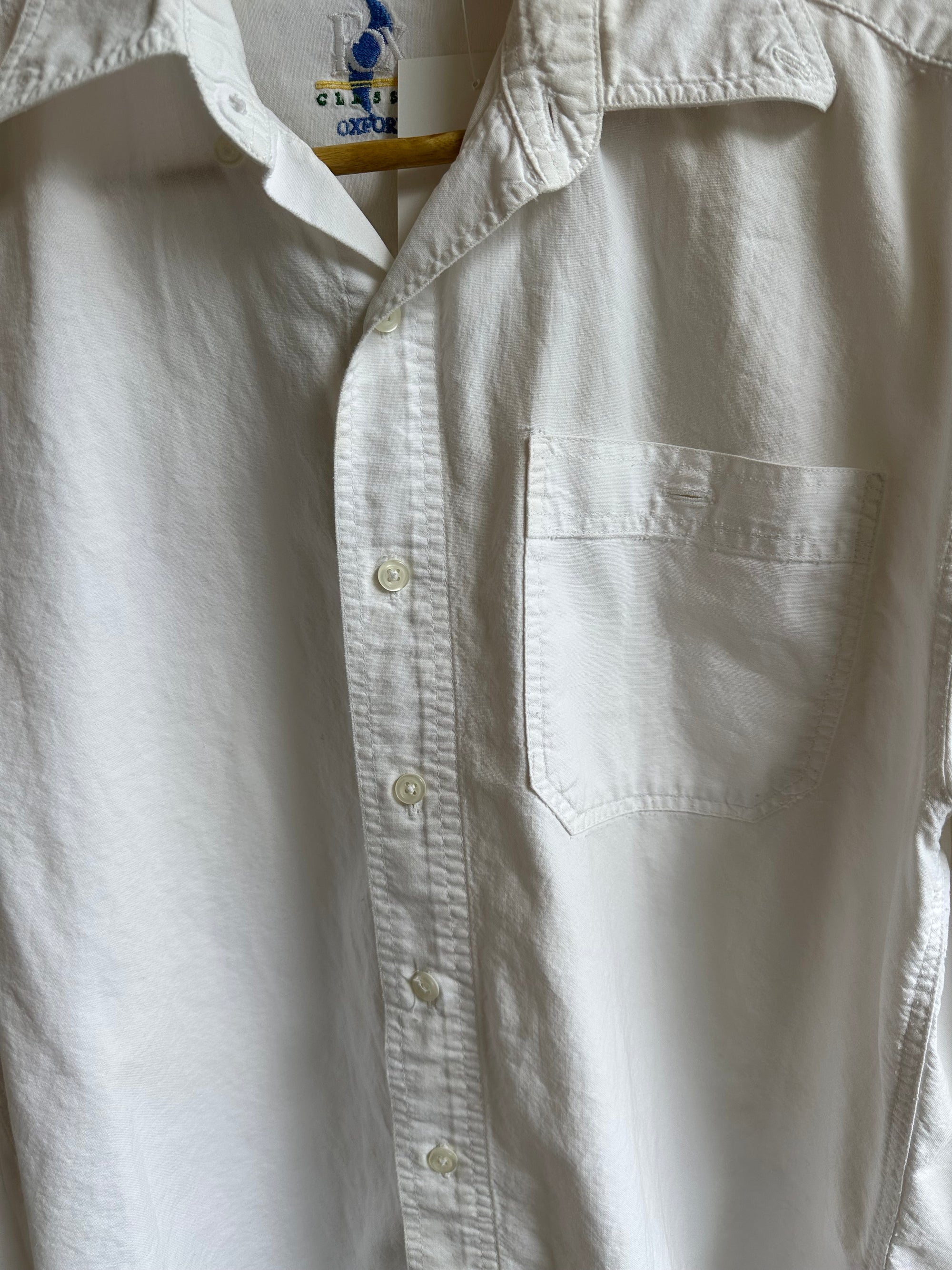 Vintage Classic Cotton Button-Up – Bright White | Size Small