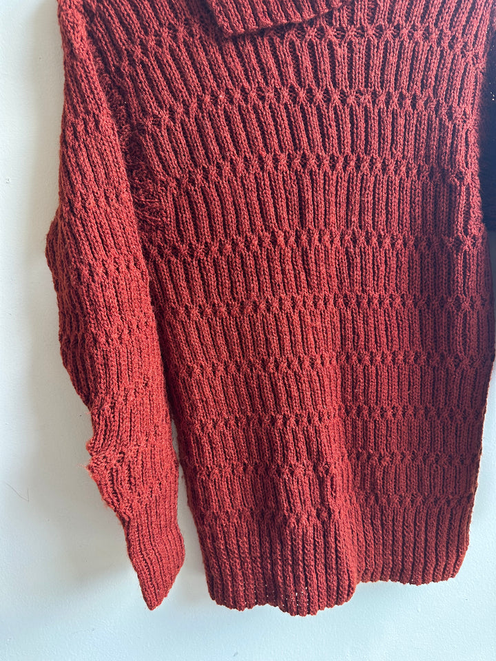 Debbie Svensson Hand Knit Rust Cowl Neck Sweater