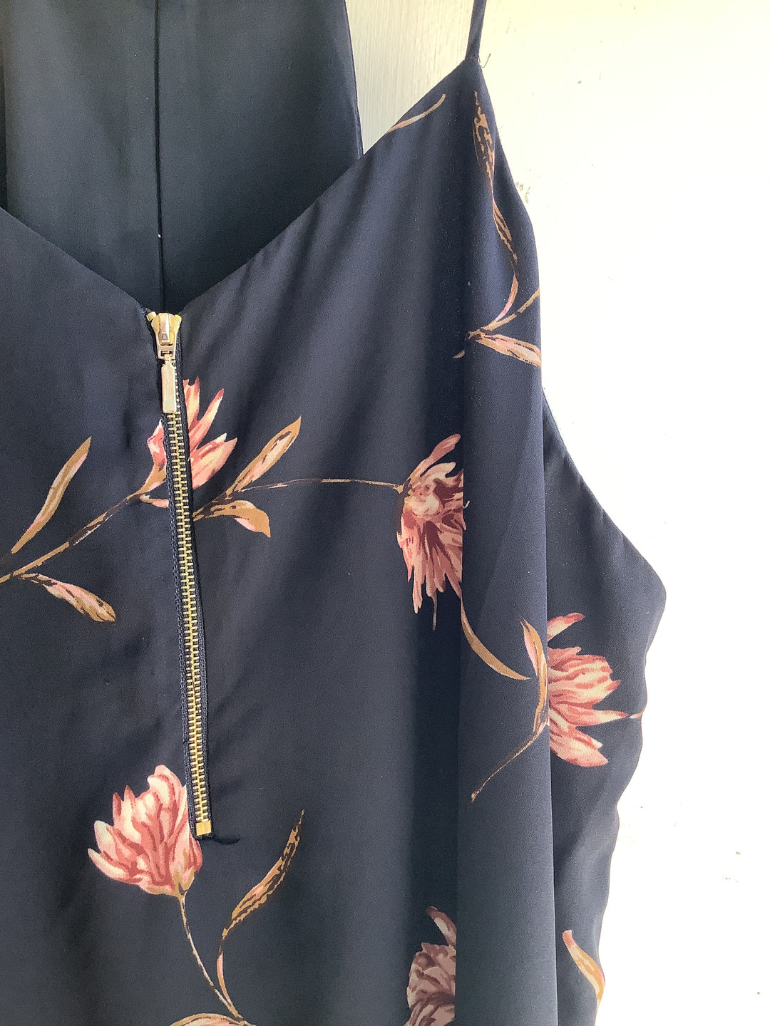 Midnight Bloom Zip Front Cami