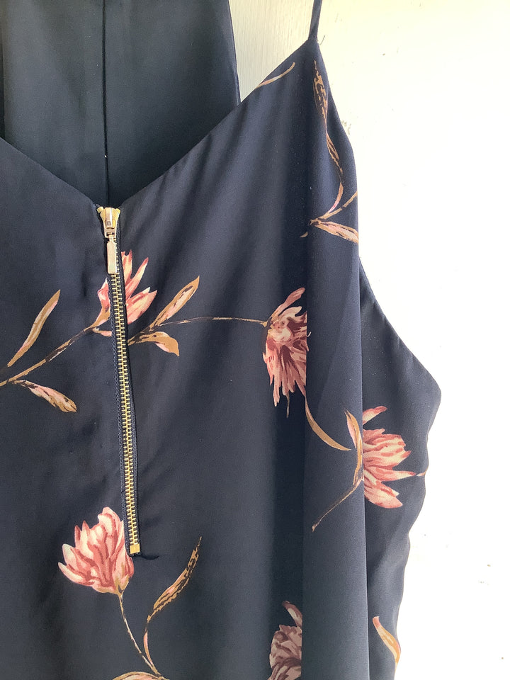 Midnight Bloom Zip Front Cami